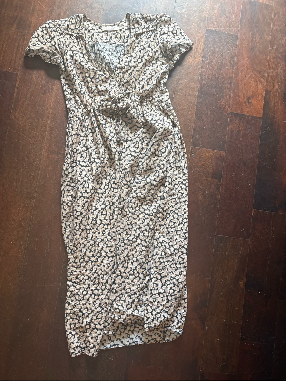 Christy Dawn Cream and Black Floral Wrap Dress